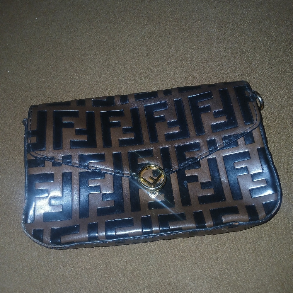 Fendi Black and Brown Clutch